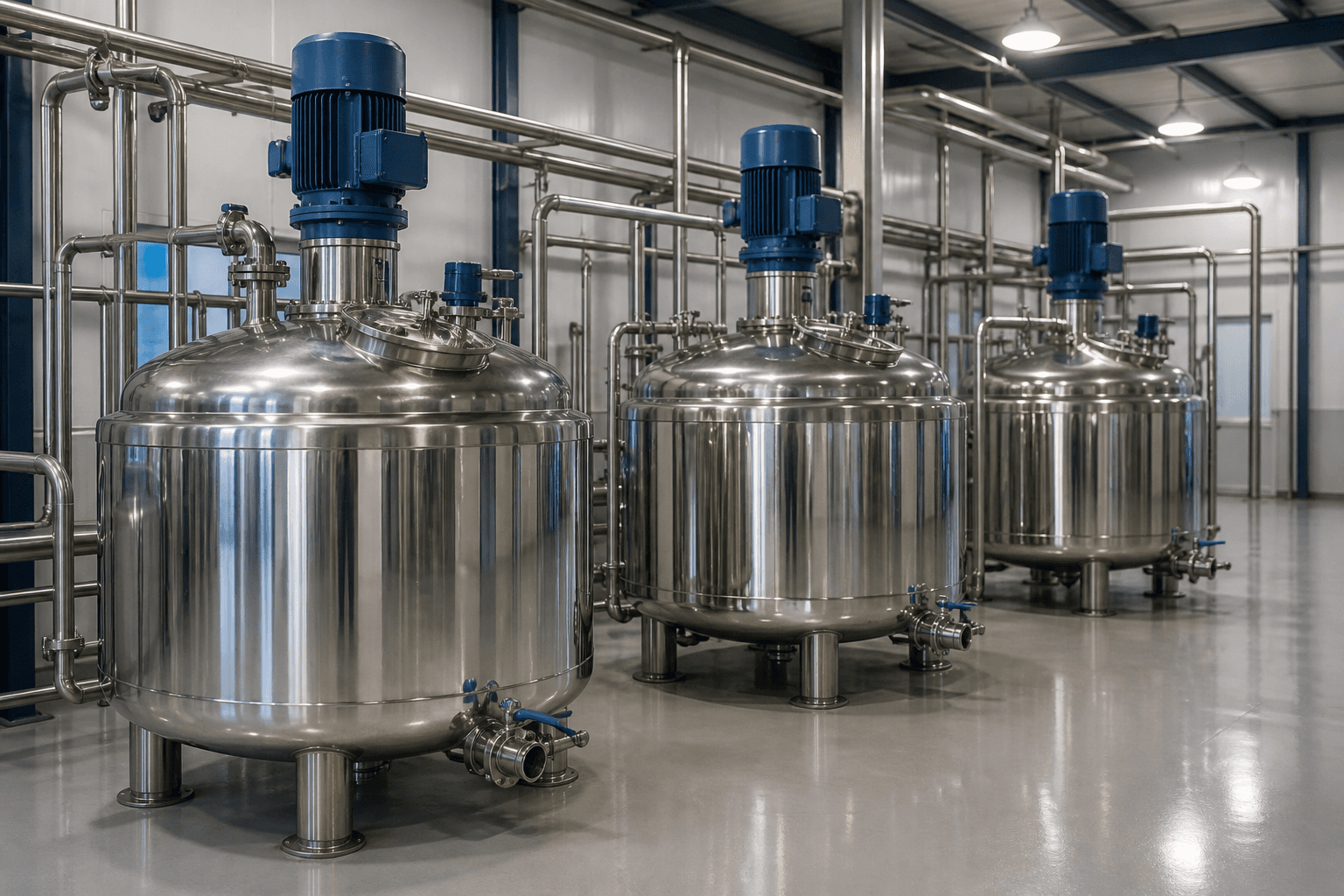 Stainless steel mixing tanks